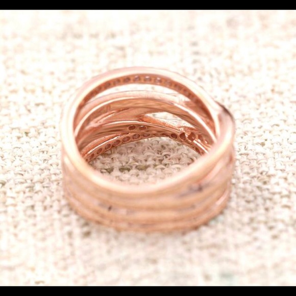 Sterling Silver Rose Gold Eternity Entwined Ring - Picture 5 of 8
